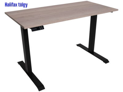 Elektromosan állítható magasságú íróasztal, BASIC, 4 memóriás, USB, FEKETE íróasztal - Halifax színű, 120x60cm méretű asztallappal