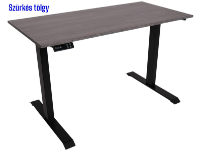 Elektromosan állítható magasságú íróasztal, BASIC, 4 memóriás, USB, FEKETE íróasztal - Szürkés tölgy színű, 120x70cm méretű asztallappal