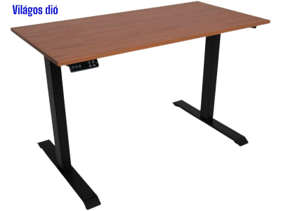Elektromosan állítható magasságú íróasztal, BASIC, 4 memóriás, USB, FEKETE íróasztal - Világos dió színű, 137x67cm méretű asztallappal