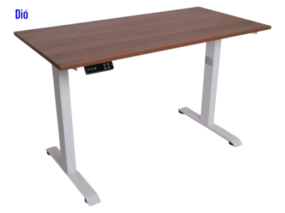 Elektromosan állítható magasságú íróasztal, BASIC, 4 memóriás, USB, FEHÉR íróasztal Dió színű, 120x60cm méretű asztallappal