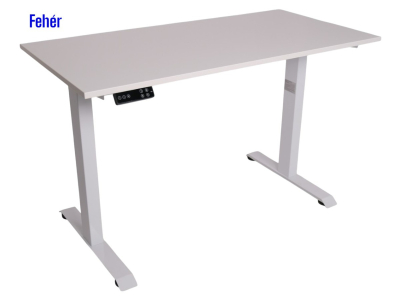 Elektromosan állítható magasságú íróasztal, BASIC, 4 memóriás, USB, FEHÉR íróasztal Dió színű, 137x67cm méretű asztallappal