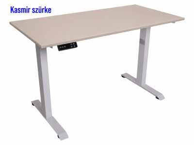 Elektromosan állítható magasságú íróasztal, BASIC, 4 memóriás, USB, FEHÉR íróasztal Kasmir szürke színű, 137x67cm méretű asztallappal