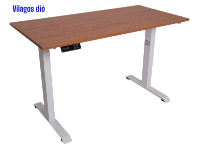 Elektromosan állítható magasságú íróasztal, BASIC, 4 memóriás, USB, FEHÉR íróasztal Világos dió színű, 120x60cm méretű asztallappal