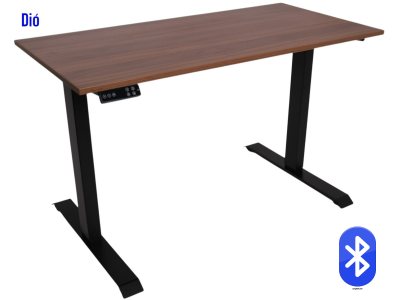 Elektromosan állítható magasságú, Bluetooth PREMIUM, 4 memóriás USB-s vezérlő, FEKETE íróasztal - Dió színű, 137x80cm méretű asztallappal