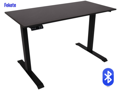 Elektromosan állítható magasságú, Bluetooth PREMIUM, 4 memóriás USB-s vezérlő, FEKETE íróasztal - Fekete színű, 137x67cm méretű asztallappal