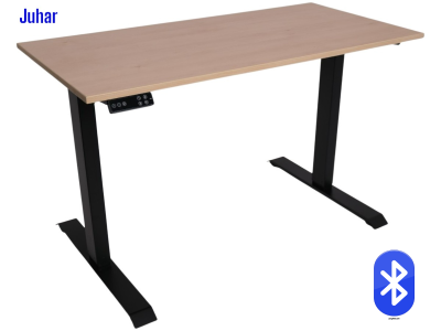 Elektromosan állítható magasságú, Bluetooth PREMIUM, 4 memóriás USB-s, FEKETE íróasztal - Juhar színű, 137x80cm méretű asztallappal