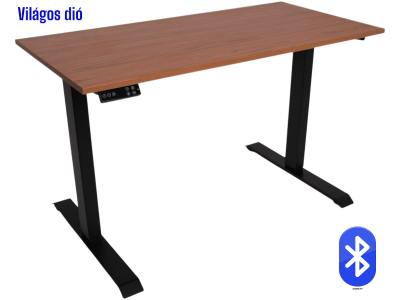 Elektromosan állítható magasságú, Bluetooth PREMIUM, 4 memóriás USB-s vezérlő, FEKETE íróasztal - Világos dió színű, 120x60cm méretű asztallappal