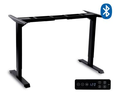 Elektromosan állítható magasságú asztal, Bluetooth PREMIUM, 4 memóriás USB-s vezérlő - FEKETE váz, keret