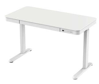 Elektromosan állítható magasságú Okosasztal, 72-122 cm, 4 memóriás, fiókos, USB-A, USB-C, FEHÉR színben