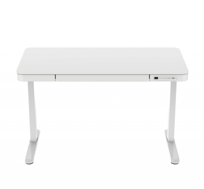 Elektromosan állítható magasságú Okosasztal, 72-122 cm, 4 memóriás, fiókos, USB-A, USB-C, FEHÉR színben