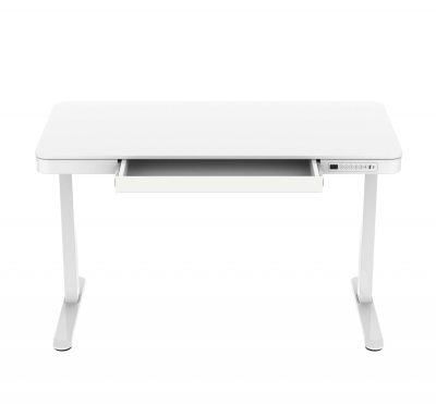 Elektromosan állítható magasságú Okosasztal, 72-122 cm, 4 memóriás, fiókos, USB-A, USB-C, FEHÉR színben