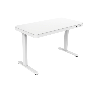 Elektromosan állítható magasságú Okosasztal, 72-122 cm, 4 memóriás, fiókos, USB-A, USB-C, FEHÉR színben