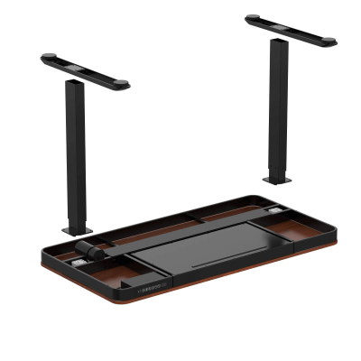 Elektromosan állítható magasságú Okosasztal, 72-122 cm, 4 memóriás, fiókos, USB-A, USB-C, Mahagóni színben