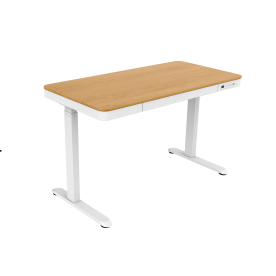 Elektromosan állítható magasságú Okosasztal, 72-122 cm, 4 memóriás, fiókos, USB-A, USB-C, TÖLGY színben