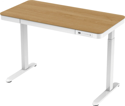 Elektromosan állítható magasságú Okosasztal, 72-122 cm, 4 memóriás, fiókos, USB-A, USB-C, TÖLGY színben