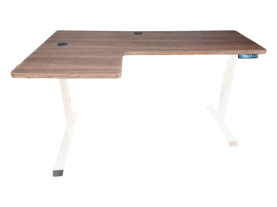 Elektromosan állítható 700-1200 mm magasságú L-alakú BAL-os íróasztal, 4 memóriás USB-s LED vezérlővel, FEKETE vagy FEHÉR váz Cseresznye asztallappal