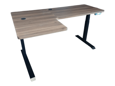 Elektromosan állítható magasságú, 70-120 cm, L-alakú BAL-os íróasztal, 4 memória, USB, FEKETE vagy FEHÉR váz Mogyoró asztallappal
