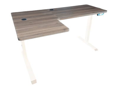 Elektromosan állítható magasságú, 70-120 cm, L-alakú BAL-os íróasztal, 4 memória, USB, FEKETE vagy FEHÉR váz Mogyoró asztallappal