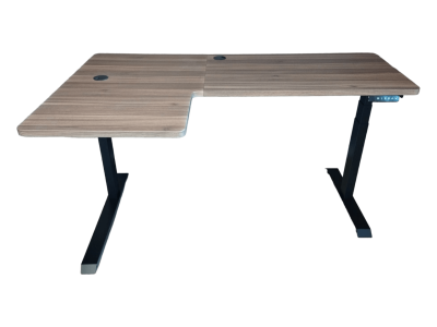 Elektromosan állítható magasságú, 70-120 cm, L-alakú BAL-os íróasztal, 4 memória, USB, FEKETE vagy FEHÉR váz Mogyoró asztallappal