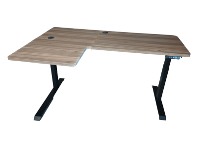 Elektromosan állítható magasságú, 70-120 cm, L-alakú BAL-os íróasztal, 4 memória, USB, FEKETE vagy FEHÉR váz Mogyoró asztallappal