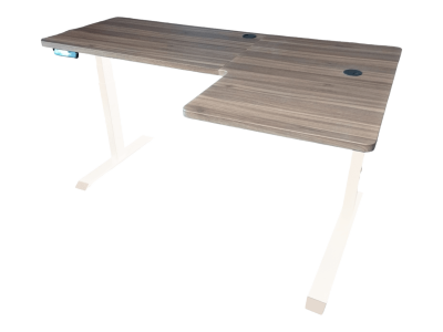 Elektromosan állítható magasságú, 70-120 cm, L-alakú JOBB-os íróasztal, 4 memória, USB, FEKETE vagy FEHÉR váz Mogyoró asztallappal