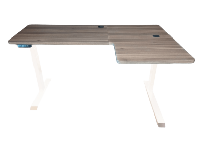 Elektromosan állítható magasságú, 70-120 cm, L-alakú JOBB-os íróasztal, 4 memória, USB, FEKETE vagy FEHÉR váz Mogyoró asztallappal