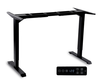 Elektromosan állítható magasságú asztal, PREMIUM, 4 memóriás, USB, FEKETE íróasztal váz, emelhető asztalláb, keret
