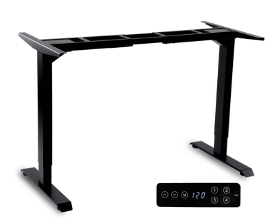 Elektromosan állítható magasságú asztal, PREMIUM, 4 memóriás, USB, FEKETE íróasztal váz, emelhető asztalláb, keret