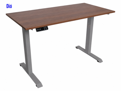 Elektromosan állítható magasságú íróasztal, PREMIUM, 4 memóriás, USB, SZÜRKE íróasztal - Dió színű, 137x67cm méretű asztallappal