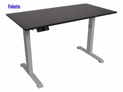 Elektromosan állítható magasságú íróasztal, PREMIUM, 4 memóriás, USB, SZÜRKE íróasztal - Fekete színű, 137x67cm méretű asztallappal