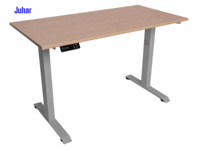 Elektromosan állítható magasságú íróasztal, PREMIUM, 4 memóriás, USB, SZÜRKE íróasztal - Juhar színű, 120x60cm méretű asztallappal