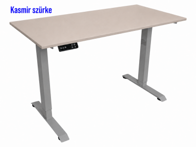 Elektromosan állítható magasságú íróasztal, PREMIUM, 4 memóriás, USB, SZÜRKE íróasztal - Kasmir szürke színű, 137x67 méretű asztallappal