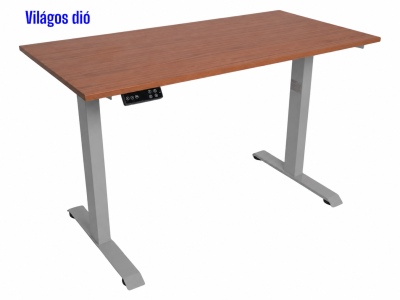 Elektromosan állítható magasságú íróasztal, PREMIUM, 4 memóriás, USB, SZÜRKE íróasztal - Világos dió színű, 120x60cm méretű asztallappal