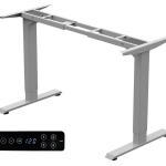 Elektromosan állítható magasságú asztal, PREMIUM, 4 memóriás, USB, SZÜRKE íróasztal váz, emelhető asztalláb, keret