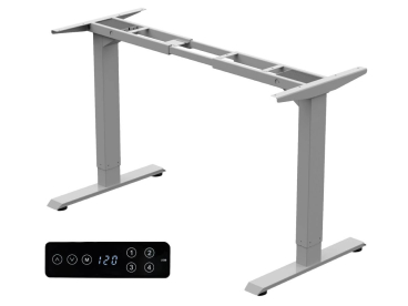 Elektromosan állítható magasságú asztal, PREMIUM, 4 memóriás, USB, SZÜRKE íróasztal váz, emelhető asztalláb, keret