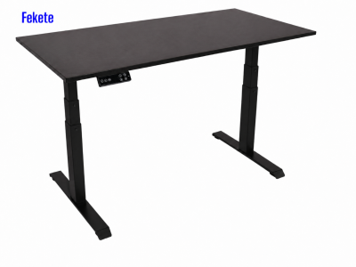 Elektromosan állítható magasságú íróasztal, PREMIUM PRO, 4 memóriás, 3 láb szegmens, USB, FEKETE íróasztal - Fekete színű, 120x60cm méretű asztallappal
