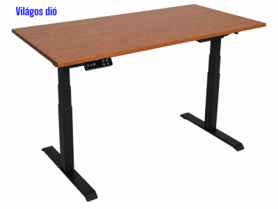 Elektromosan állítható magasságú íróasztal, PREMIUM PRO, 4 memóriás, 3 láb szegmens, USB, FEKETE íróasztal - Világos dió színű, 120x60cm méretű asztallappal
