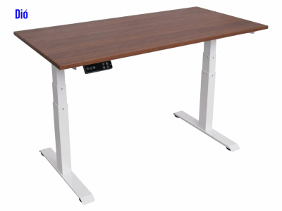 Elektromosan állítható magasságú íróasztal, PREMIUM PRO, 4 memóriás, 3 láb szegmens, USB, FEHÉR íróasztal - Dió színű, 137x67cm méretű asztallappal