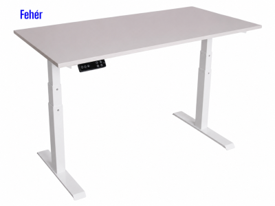 Elektromosan állítható magasságú íróasztal, PREMIUM PRO, 4 memóriás, 3 láb szegmens, USB, FEHÉR íróasztal - Fehér színű, 137x67cm méretű asztallappal