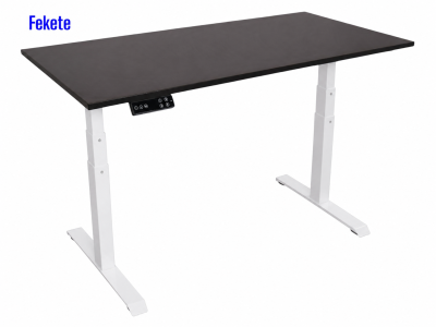 Elektromosan állítható magasságú íróasztal, PREMIUM PRO, 4 memóriás, 3 láb szegmens, USB, FEHÉR íróasztal - Fekete színű, 120x60cm méretű asztallappal