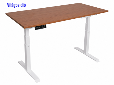 Elektromosan állítható magasságú íróasztal, PREMIUM PRO, 4 memóriás, 3 láb szegmens, USB, FEHÉR íróasztal - Világos dió színű, 120x60cm méretű asztallappal