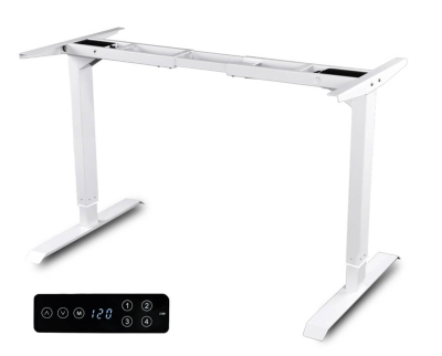 Elektromosan állítható magasságú asztal, PREMIUM, 4 memóriás, USB, FEHÉR íróasztal váz, emelhető asztalláb, keret