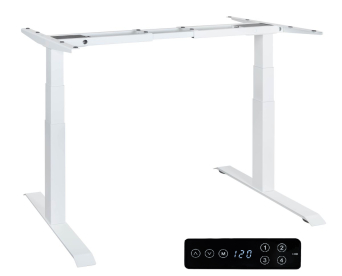 Elektromosan állítható magasságú asztal, Basic PRO Light, 4 memóriás, 3 láb szegmens, USB, FEHÉR íróasztal váz, emelhető asztalláb, keret