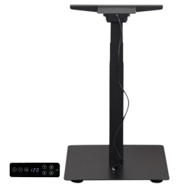 Egylábú, egymotoros, FEKETE állítható magasságú asztalváz, keret, 60-125 cm emelési magasság, memóriás, USB-s kezelővel, laptop asztal