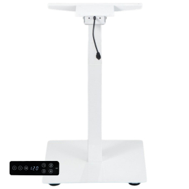 Egylábú, egymotoros, FEHÉR állítható magasságú asztalváz, keret, 60-125 cm emelési magasság, memóriás, USB-s kezelővel, laptop asztal