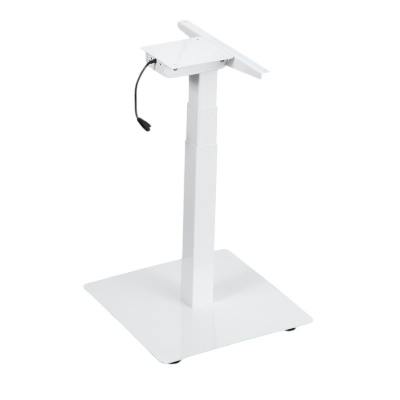 Egylábú, egymotoros, FEHÉR állítható magasságú asztalváz, keret, 60-125 cm emelési magasság, memóriás, USB-s kezelővel, laptop asztal