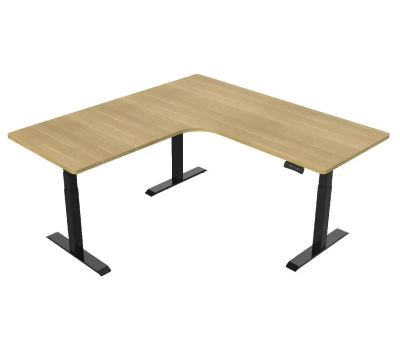 Elektromosan állítható 70-120 cm emelési magasságú L-alakú sarokasztal váz, fekete, 3 motoros, 4 memóriás USB-s LED kezelővel
