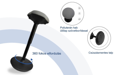 Ergonomikus szék, állószék, dönthető, billenthető forgószék, fekete