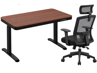 Komplett home-office munkaállomás, Mahagóni színű Okosasztal Nika forgószékkel